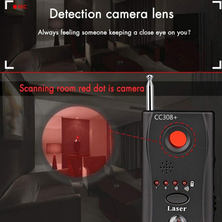 CC308+ Multi-Detector Full-Range All-Round Detector For Hidden Mini Camera / IP Lens/ GMS / RF Signal Detector Finder(Black) - free shipping - PMC Jewellery - Order now!