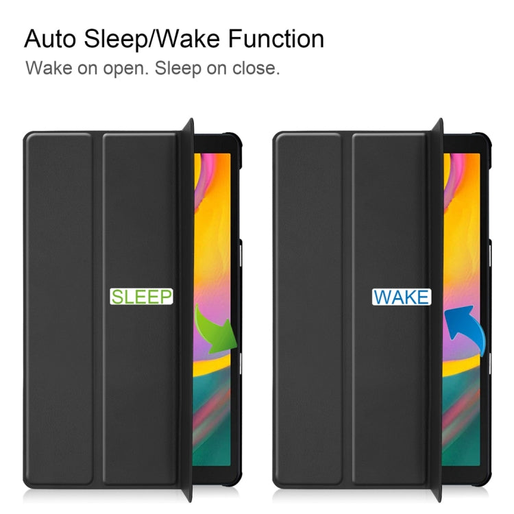 Custer Texture Horizontal Flip PU Leather Case for Galaxy Tab A 10.1 2019 (T515 / T510), with Three-folding Holder & Sleep / Wake-up Function (Black) - free shipping - PMC Jewellery - Order now!