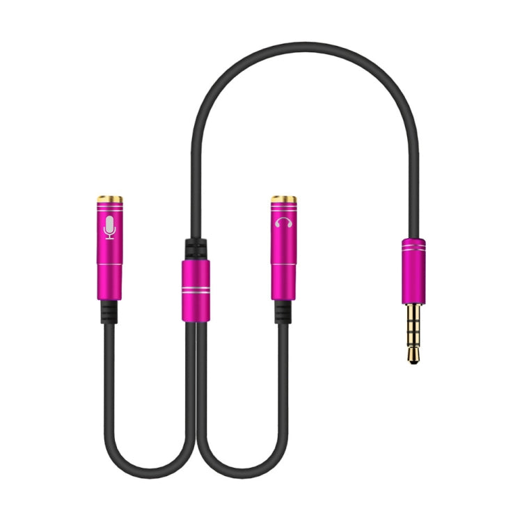 2 in 1 3.5mm Male to Double 3.5mm Female TPE High-elastic Audio Cable Splitter, Cable Length: 32cm(Rose Red)