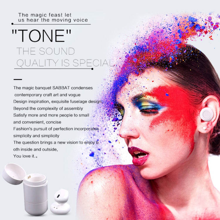 SABBAT J012 Single Ear Mini Bluetooth 4.2 In-Ear Stereo Earphone with Charging Box, For iPad, iPhone, Galaxy, Huawei, Xiaomi, LG, HTC and Other Smart Phones