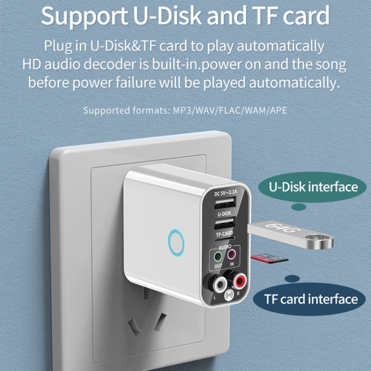 K16 2 in 1 3.5mm AUX + RAC Dual Output Plug-in Bluetooth 5.0 Audio Transmitter Receiver with Remote Control, US Plug (Black) - Audio Receiver Transmitter by PMC TechLife | Online Shopping South Africa | PMC TechLife