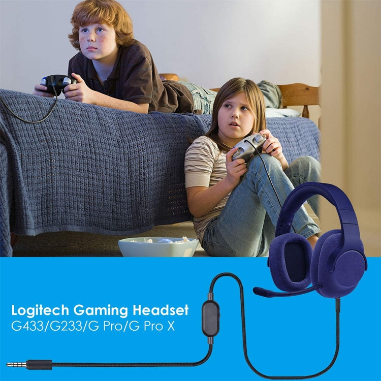 ZS0159 For Logitech G433 / G233 / G Pro / G Pro X 3.5mm Male to Male Gaming Headset Audio Cable with Wire-controlled, Cable Length: 2m(Black) - Headset Accessories by PMC Jewellery | Online Shopping South Africa | PMC Jewellery | Buy Now Pay Later Mobicred