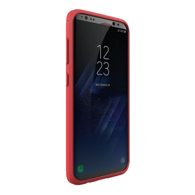 For Galaxy S8 Brushed Carbon Fiber Texture Shockproof TPU Protective Cover Case (Red)