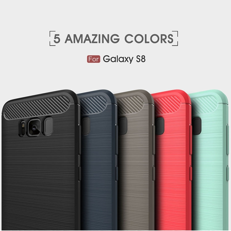 For Galaxy S8 Brushed Carbon Fiber Texture Shockproof TPU Protective Cover Case (Red)