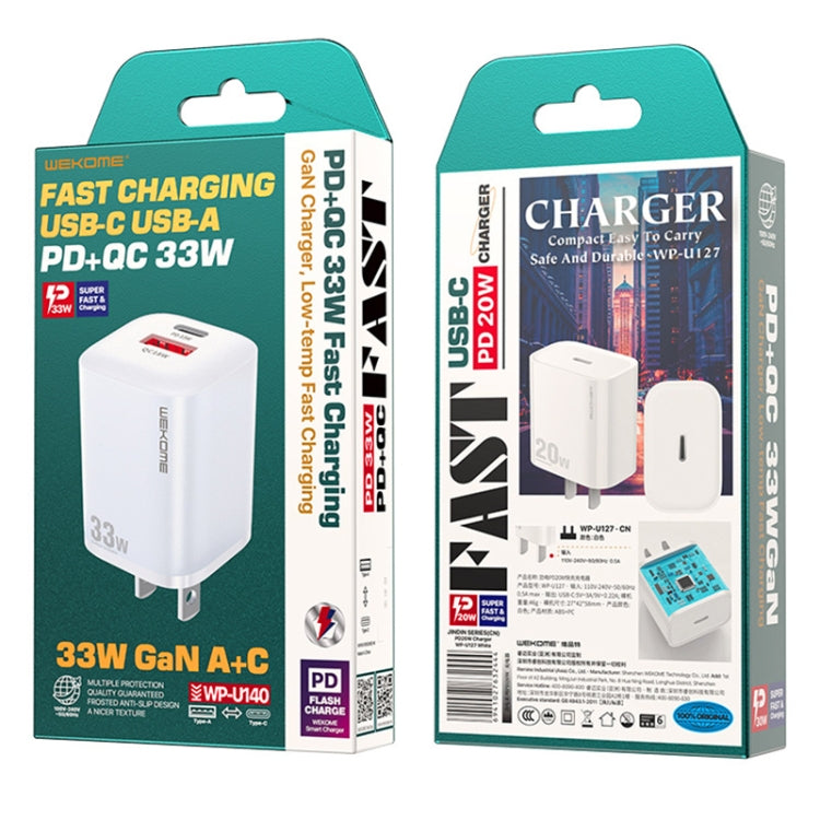 WK WP-U140 33W Power Series USB+USB-C/Type-C Fast Charger, Specifications: US Plug(White) - USB Charger by WK | Online Shopping South Africa | PMC TechLife | Buy Now Pay Later Mobicred