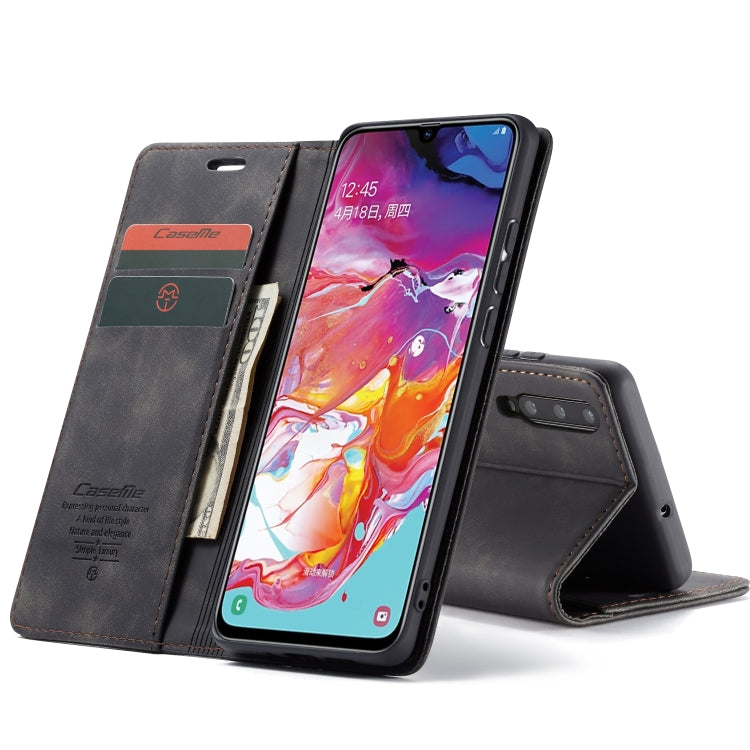 CaseMe-013 Multifunctional Retro Frosted Horizontal Flip Leather Case for Galaxy A70, with Card Slot & Holder & Zipper Wallet & Photo Frame(Black) - free shipping - PMC TechLife - Order now!