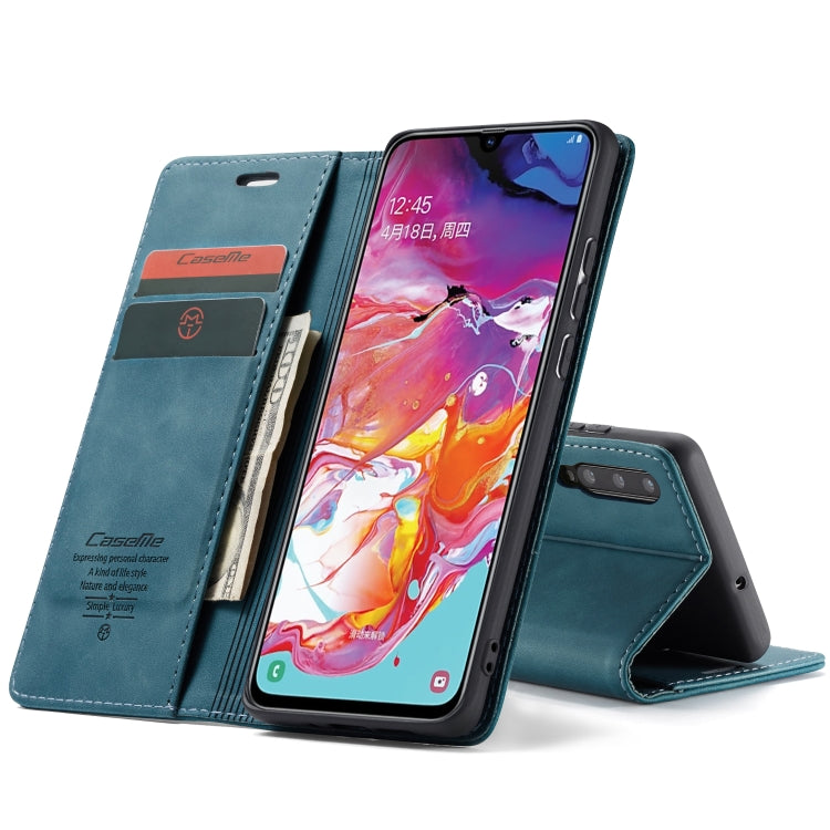 CaseMe-013 Multifunctional Retro Frosted Horizontal Flip Leather Case for Galaxy A70, with Card Slot & Holder & Zipper Wallet & Photo Frame(Blue) - free shipping - PMC TechLife - Order now!