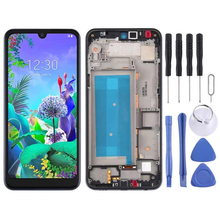 LCD Screen and Digitizer Full Assembly with Frame for LG Q60 X525ZA X525BAW X525HA X525ZAW / LG X6 2019 LMX625N X625N X525,Single SIM (Black)