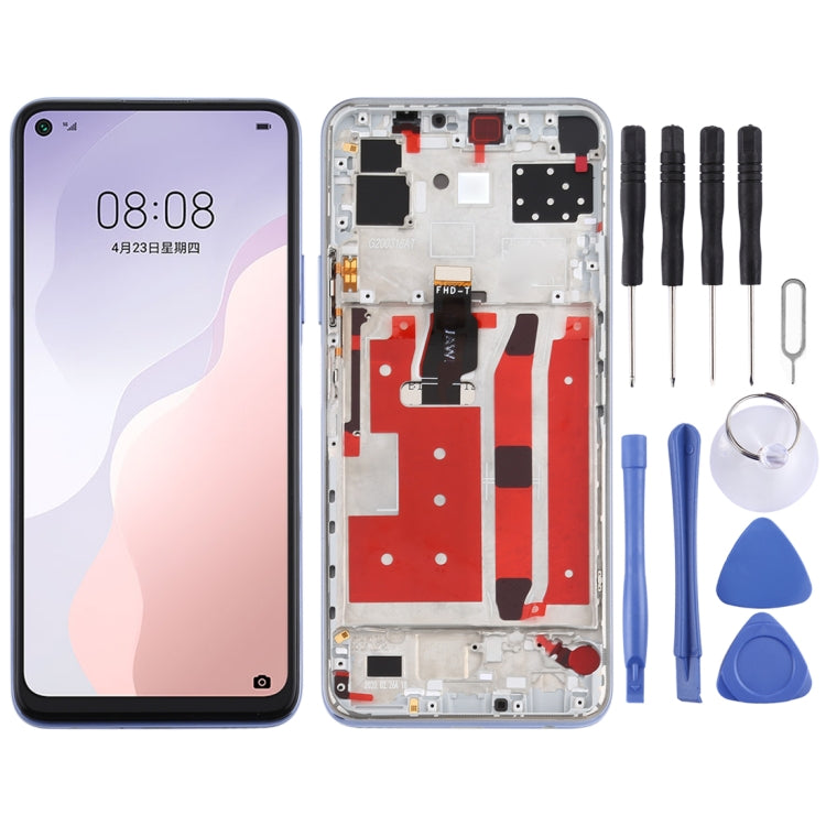 OEM LCD Screen for Huawei Nova 7 SE Digitizer Full Assembly with Frame(Silver)
