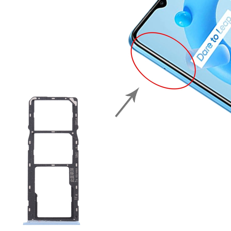 For OPPO Realme C11 (2021) RMX3231 SIM Card Tray + SIM Card Tray + Micro SD Card Tray (Blue) - free shipping - PMC TechLife - Order now!