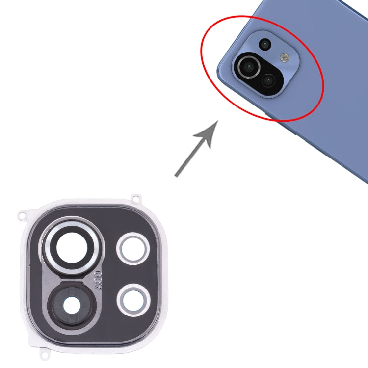 Back Camera Lens Frame for Xiaomi Mi 11 M2011K2C, M2011K2G (Grey)