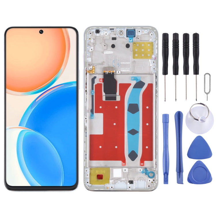 Original LCD Screen for Honor X8 Digitizer Full Assembly with Frame(Silver)
