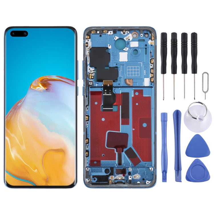 Original LCD Screen For Huawei P40 Pro Digitizer Full Assembly with Frame (Blue)