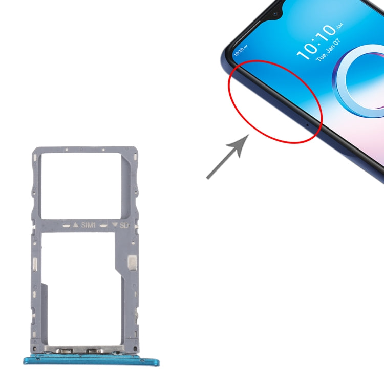 For Alcatel 3L 2020 Original SIM Card Tray + Micro SD Card Tray (Green) - Card Tray by PMC TechLife | Online Shopping South Africa | PMC TechLife