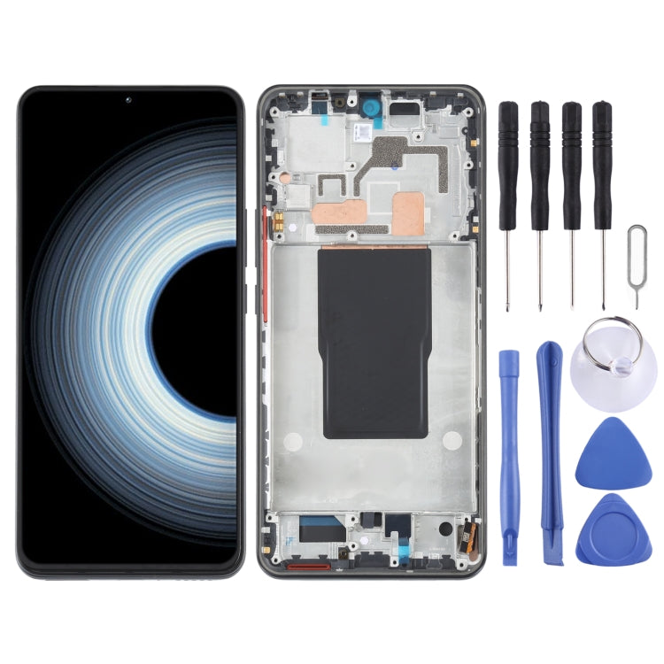 Original AMOLED LCD Screen For Xiaomi Redmi K50 Ultra / 12T / 12T Pro Digitizer Full Assembly with Frame (Black)