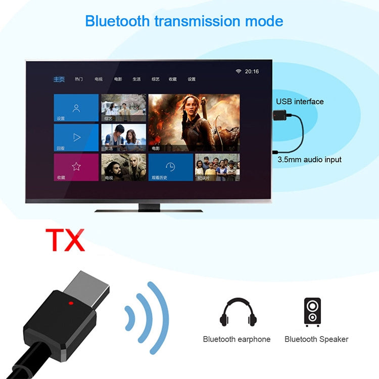 ZF169 Bluetooth5.0 Audio Receiver USB Bluetooth Adapter Bluetooth Transmitter Support Win8/10