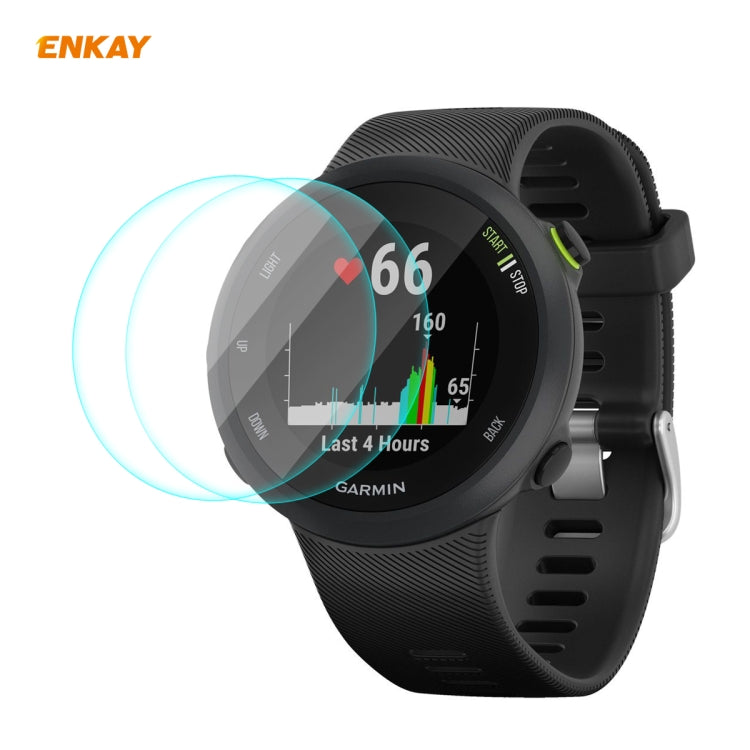 Compatible with Garmin Compatible witherunner 45 / 45S 2 PCS ENKAY Hat-Prince 0.2mm 9H 2.15D Curved Edge Tempered Glass Screen Protector Watch Film