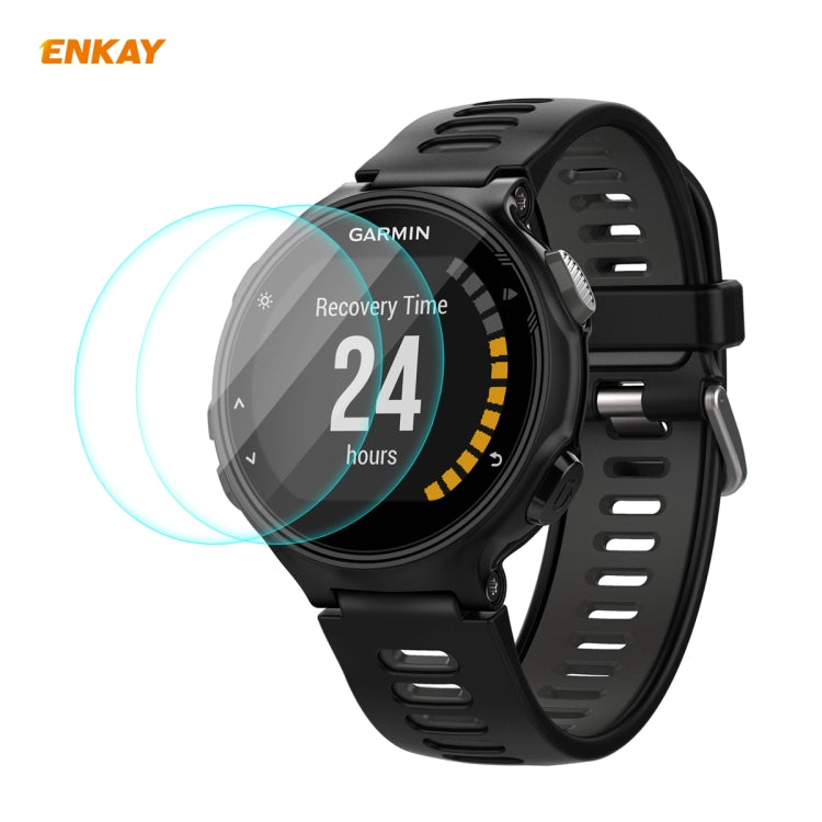 Compatible with Garmin Compatible witherunner 735 / 735XT 2 PCS ENKAY Hat-Prince 0.2mm 9H 2.15D Curved Edge Tempered Glass Screen Protector Watch Film