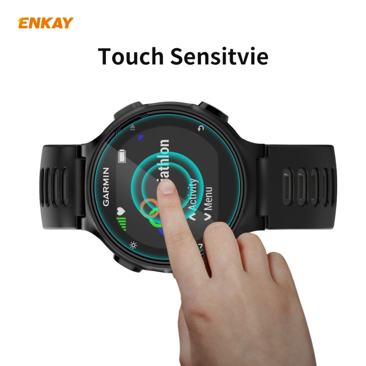 Compatible with Garmin Compatible witherunner 735 / 735XT 2 PCS ENKAY Hat-Prince 0.2mm 9H 2.15D Curved Edge Tempered Glass Screen Protector Watch Film