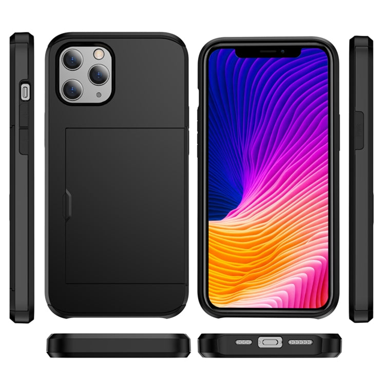For iPhone 12 / 12 Pro Shockproof Rugged Armor Protective Case with Card Slot(Dark Blue)