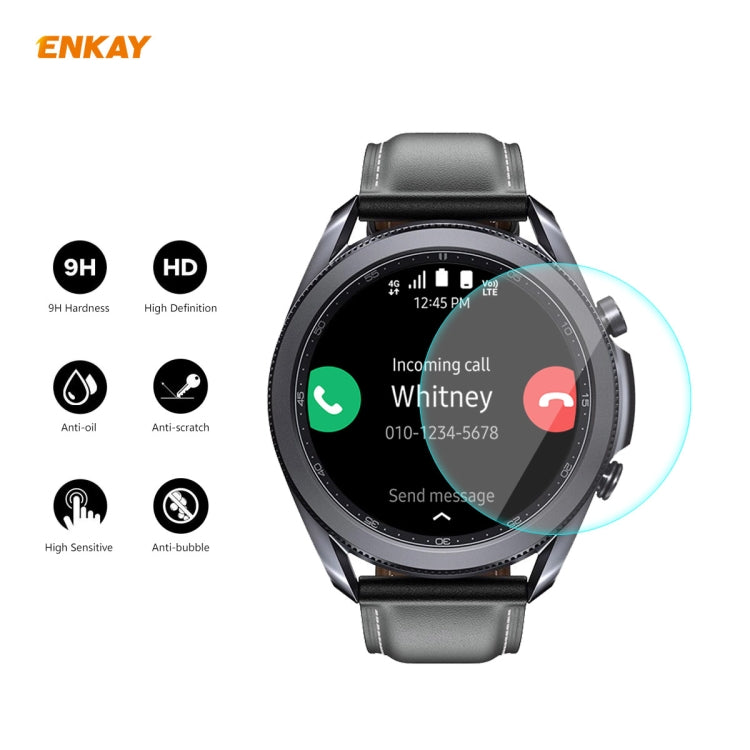 For Samsung Galaxy Watch 3 45mm 2 PCS ENKAY Hat-Prince 0.2mm 9H 2.15D Curved Edge Tempered Glass Screen Protector Watch Film - Screen Protector by ENKAY | Online Shopping South Africa | PMC Jewellery | Buy Now Pay Later Mobicred