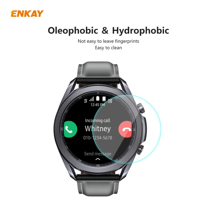 For Samsung Galaxy Watch 3 45mm 2 PCS ENKAY Hat-Prince 0.2mm 9H 2.15D Curved Edge Tempered Glass Screen Protector Watch Film - Screen Protector by ENKAY | Online Shopping South Africa | PMC Jewellery | Buy Now Pay Later Mobicred
