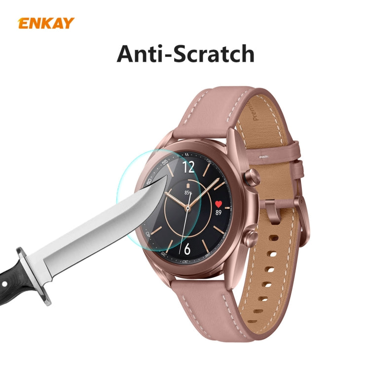 For Samsung Galaxy Watch 3 45mm 2 PCS ENKAY Hat-Prince 0.2mm 9H 2.15D Curved Edge Tempered Glass Screen Protector Watch Film