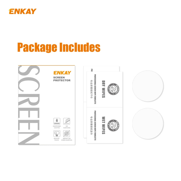 For Samsung Galaxy Watch 3 45mm 2 PCS ENKAY Hat-Prince 0.2mm 9H 2.15D Curved Edge Tempered Glass Screen Protector Watch Film