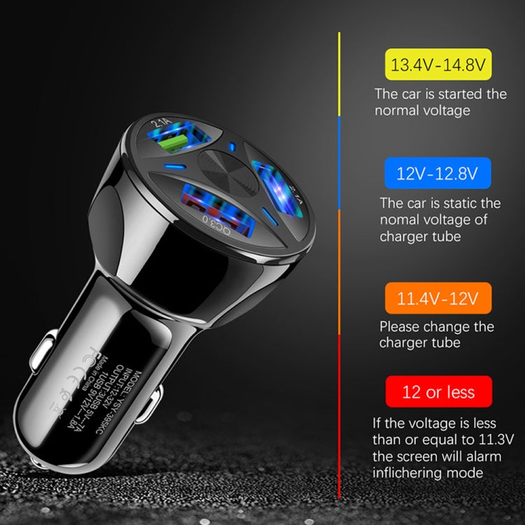 YSY-395KC QC3.0 3 USB 35W High Power Vehicle Charger / Mobile Phone Tablet Universal Vehicle Charger(Black)