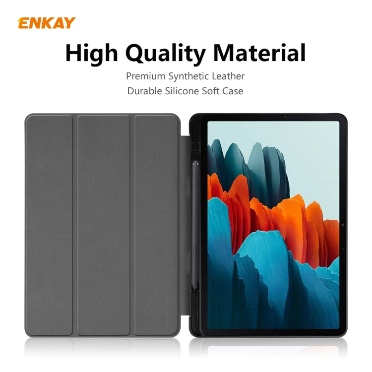 ENKAY ENK-8011 PU Leather + TPU Smart Case with Pen Slot for Samsung Galaxy Tab S8 / Galaxy Tab S7 11.0 T870 / T875(Black)
