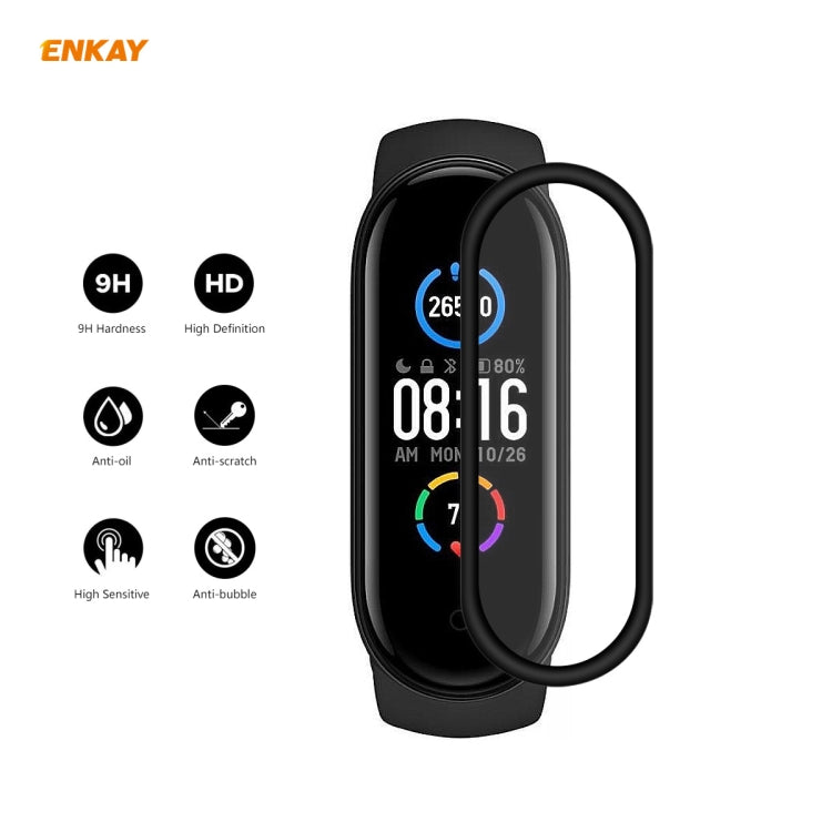 2 PCS For Xiaomi Mi Band 5 ENKAY Hat-Prince 3D Full Screen Soft PC Edge + PMMA HD Screen Protector Film