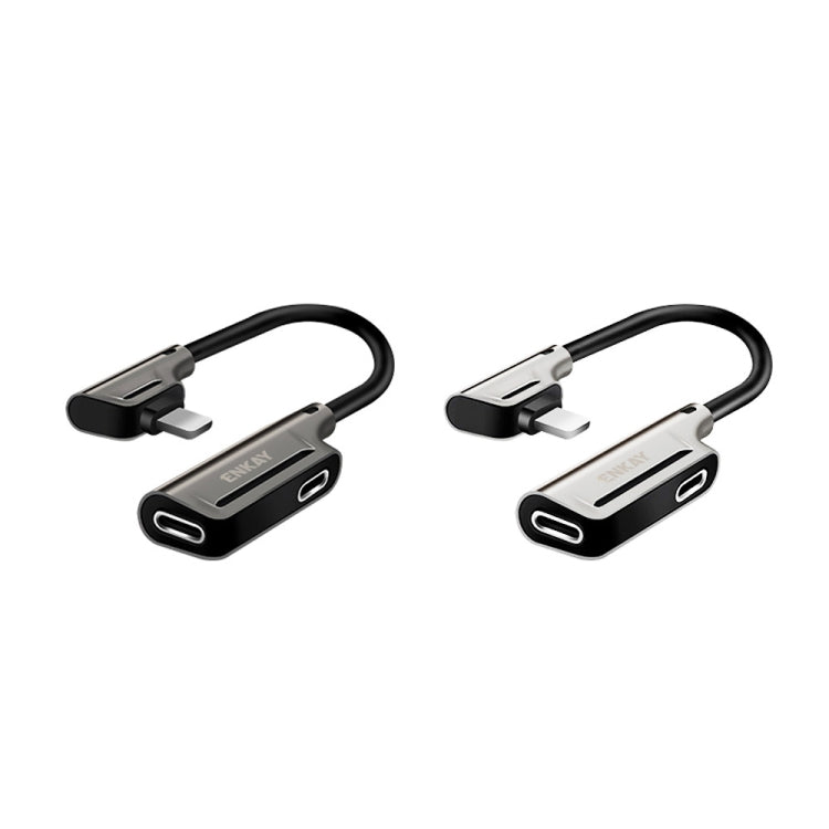 ENKAY ENK-AT102 8 Pin to 8 Pin Charging + 8 Pin Audio Interfaces Charging and Listening to Songs Zinc Alloy Adapter Converter(Dark Grey) - Cable & Splitter by ENKAY | Online Shopping South Africa | PMC TechLife | Buy Now Pay Later Mobicred
