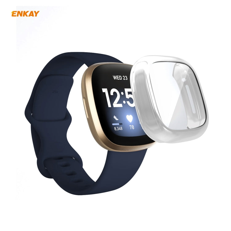 For Fitbit Versa 3 / Fitbit Sense ENKAY Hat-Prince ENK-AC8208 Full Coverage Electroplate TPU Soft Case(Silver) - Watch Cases by ENKAY