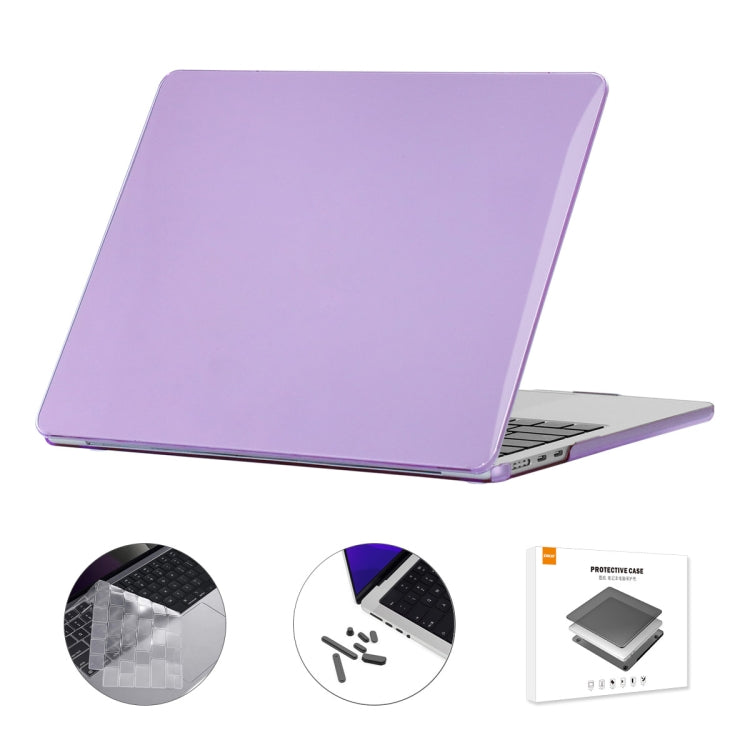 For MacBook Air 13.6 2022 A2681 EU Version ENKAY 3 in 1 Crystal Laptop Case with TPU Keyboard Film / Anti-dust Plugs (Light Purple)