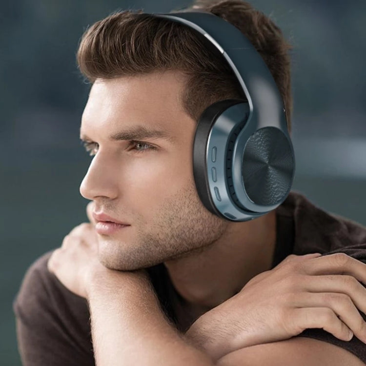 VJ320 Bluetooth 5.0 Head-mounted Foldable Wireless Headphones Support TF Card with Mic(Blue)