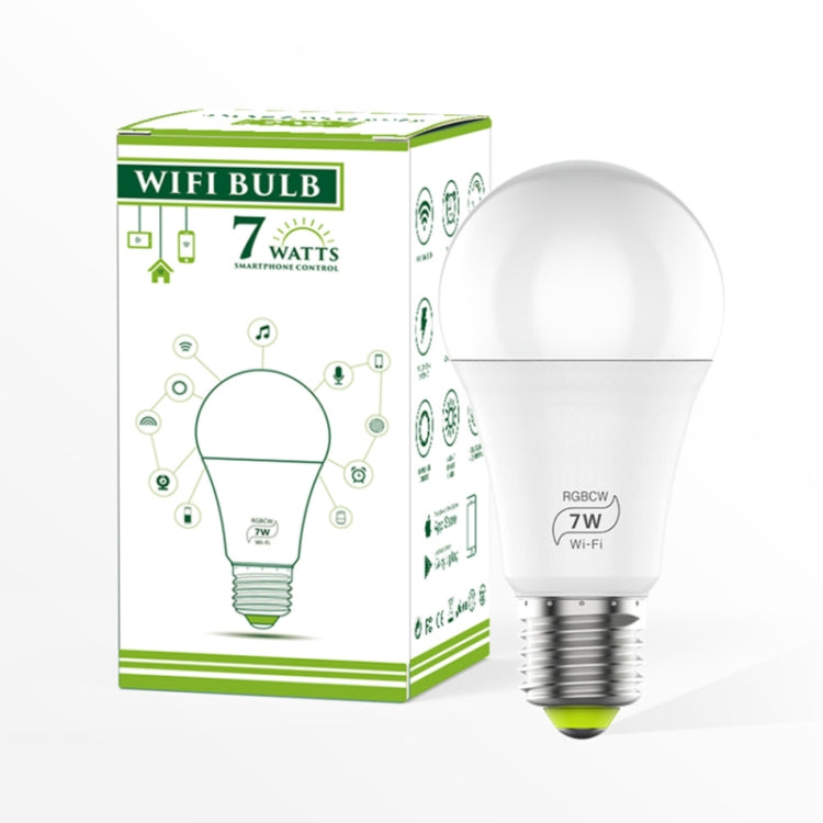 7W E27 RGBCW WIFI LED smart bulb wireless smart home automation light(RGBCW+Warm White+White)