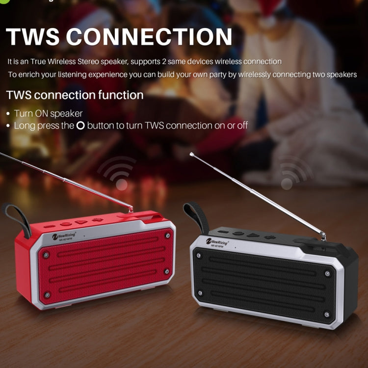 NewRixing NR4018FM TWS Portable Stereo Bluetooth Speaker, Support TF Card / FM / 3.5mm AUX / U Disk / Hands-free Call(Black)