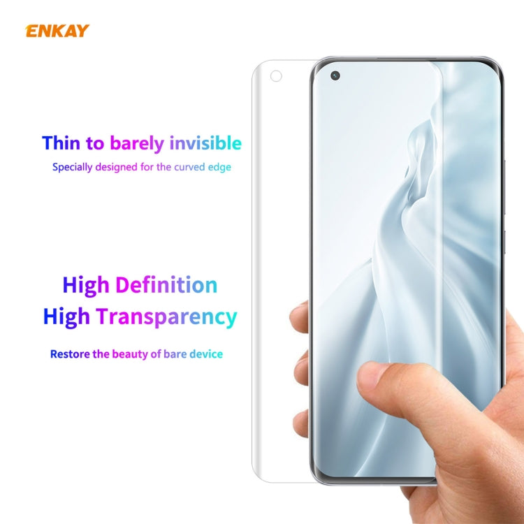 For Xiaomi Mi 11 Hat-Prince ENKAY Clear TPU Shockproof Case Soft Anti-slip Cover + 3D Full Screen PET Curved Hot Bending HD Screen Protector Soft Film, Support Fingerprint Unlock