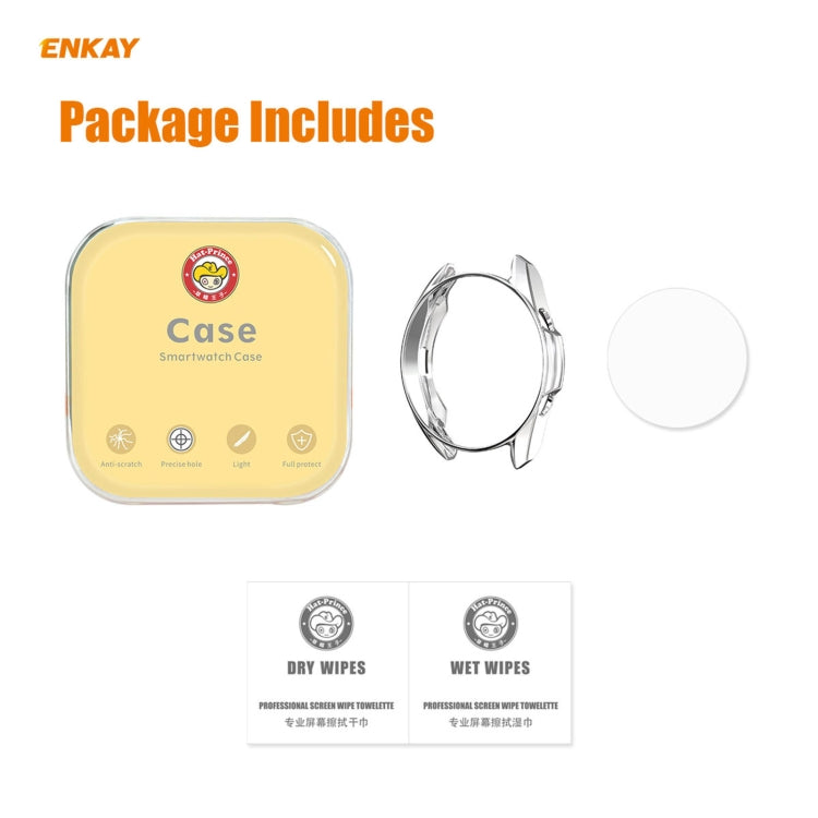 For Samsung Galaxy Watch 3 41mm 2 in 1 ENKAY Hat-Prince Electroplate Soft TPU Case + 0.2mm 9H 2.15D Curved Edge Tempered Glass Film(Silver) - Watch Cases by ENKAY