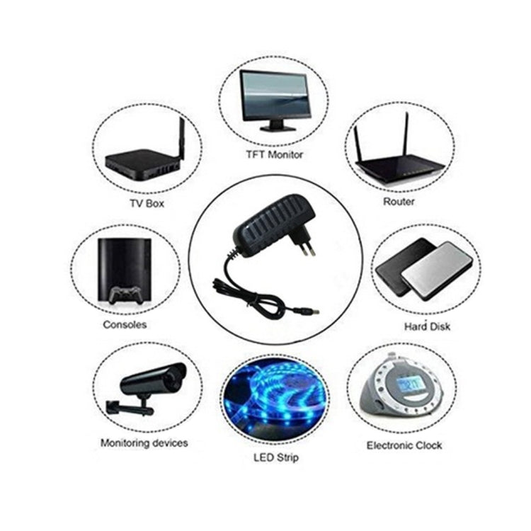 100-240V AC to DC Power Charger Adapter 5V 9V 12V 24V 1A 5.5mmx2.5mm (12V 1A EU Plug) - Power Supplies by PMC TechLife | Online Shopping South Africa | PMC TechLife | Buy Now Pay Later Mobicred