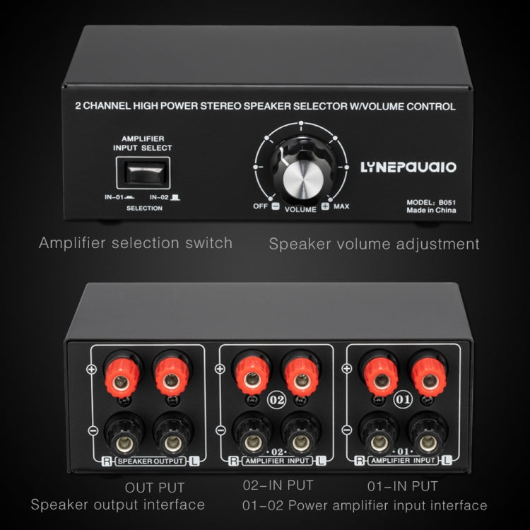 B051 2 Input And 1 Output Power Amplifier And Speaker Selection Switcher Output With Volume Adjustment 2 Power Amplifiers Audio Switcher Switch Distribution Comparator - by PMC Jewellery | Online Shopping South Africa | PMC Jewellery