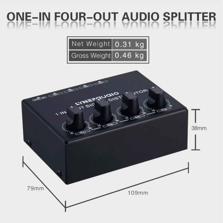 1-In 4-Out Front Stereo Signal Amplifier, Independent Output Volume Adjustment RCA Interface No Loss Allocator, US Plug - by PMC Jewellery | Online Shopping South Africa | PMC Jewellery