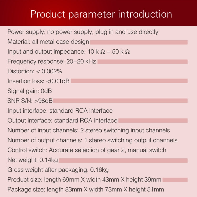 B101 2 In 1 Out (1 In 2 Out) Audio Source Signal Selection Switcher Computer Speaker RCA Lossless Audio Source Switcher