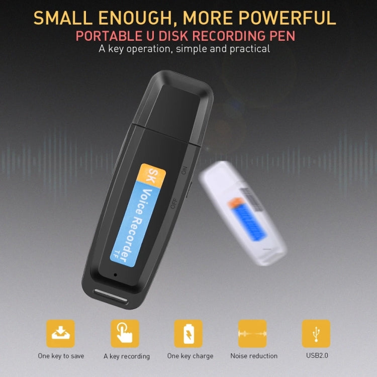 SK001 Professional Rechargeable U-Disk Portable USB Digital Audio Voice Recorder Pen Support TF Card Up to 32GB Dictaphone Flash Drive(Black) - by PMC Jewellery | Online Shopping South Africa | PMC Jewellery