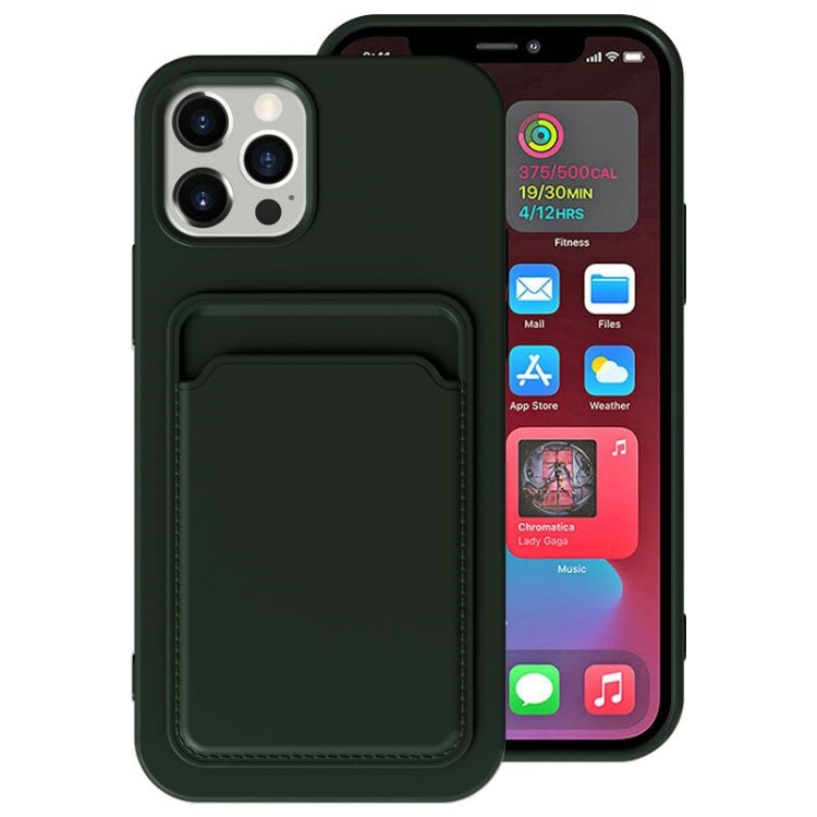 For iPhone 11 TPU + Flannel Lining Shockproof Case with Card Slots (Green)