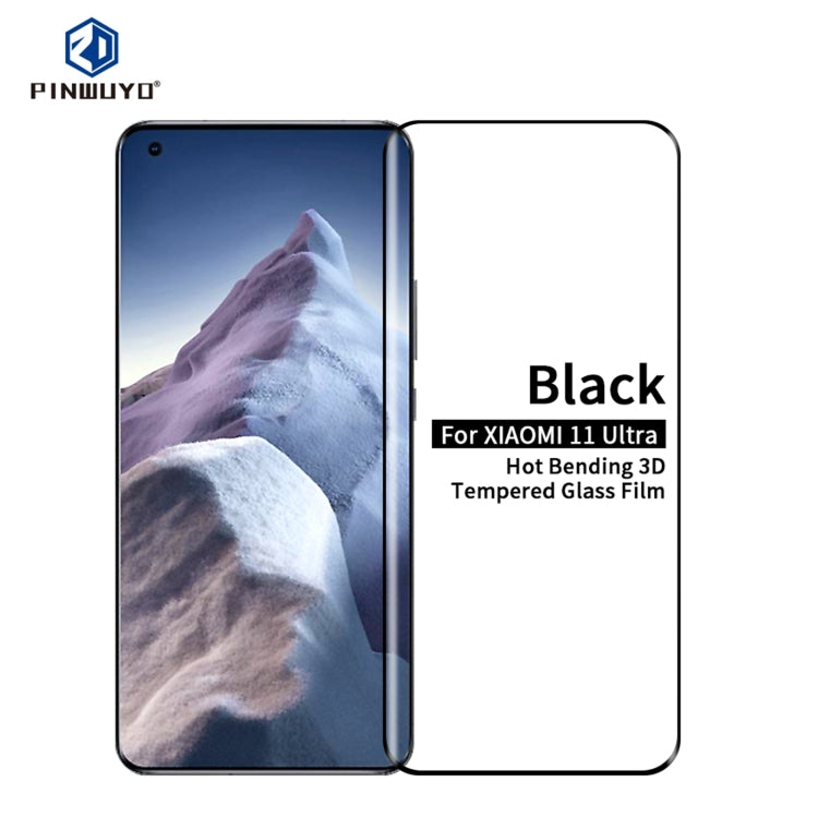 For Xiaomi Mi 11 Ultra PINWUYO 9H 3D Hot Bending Tempered Glass Film(Black)