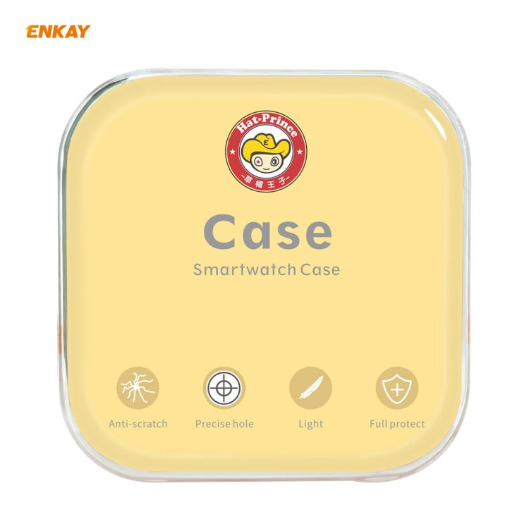 ENKAY Hat-Prince Full Coverage Electroplated PC Case + Tempered Glass Protector for Apple Watch Series 6 / 5 / 4 / SE 44mm(White+Silver) - Watch Cases by ENKAY | Online Shopping South Africa | PMC TechLife | Buy Now Pay Later Mobicred