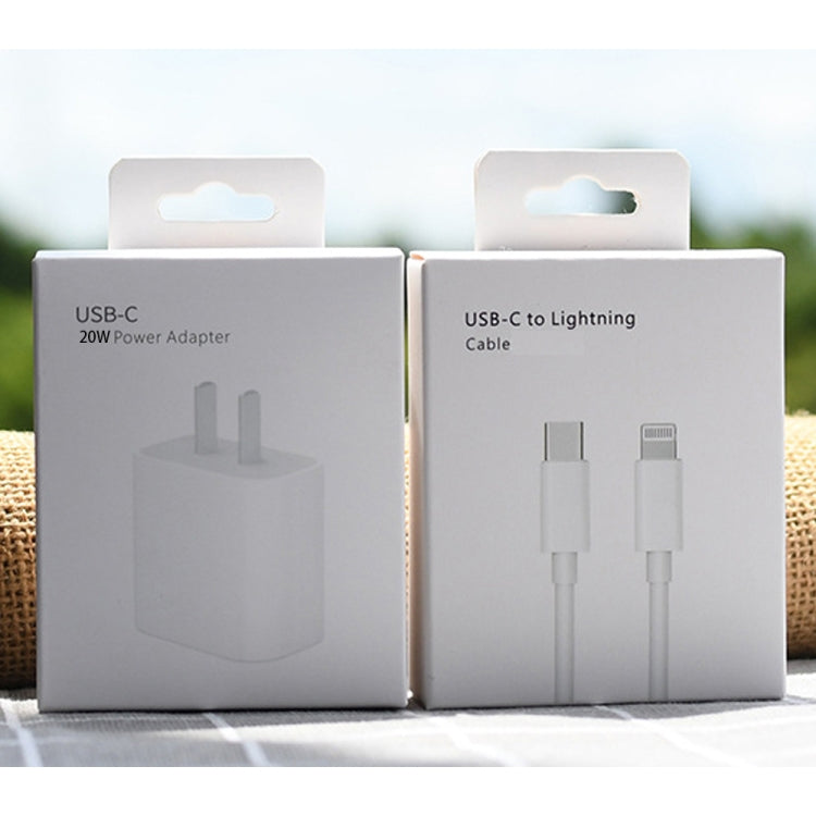 PD 20W Single USB-C / Type-C Port Travel Charger + 3A PD3.0 USB-C / Type-C to 8 Pin Fast Charge Data Cable Set, US Plug 1.5m - USB Charger by PMC TechLife | Online Shopping South Africa | PMC TechLife | Buy Now Pay Later Mobicred