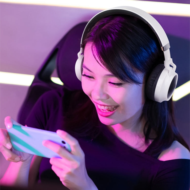 BD01 Colorful LED Bluetooth 5.0 Headphones Foldable Wireless HiFi Stereo Headset with Mic, Support TF Card / 3.5mm AUX(Black)