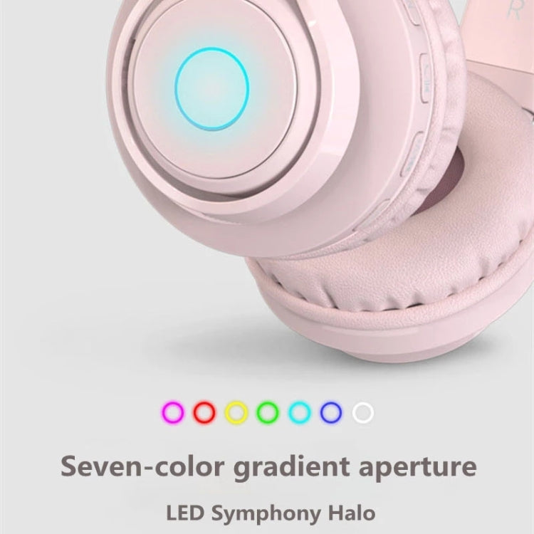 BT06C Cute Wireless Bluetooth 5.0 Headset for Children with Microphone LED Light Suppport Aux-in(Pink)